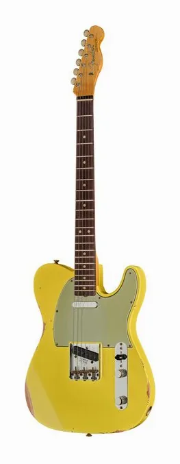 Fender 63 Tele Relic Canary Yellow in primo piano frontale