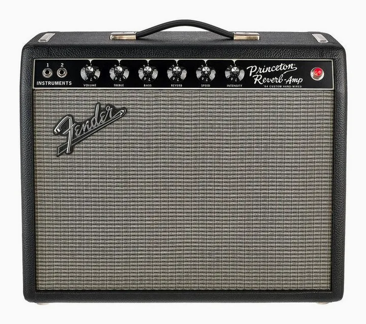 Fender 64 Custom Princeton Reverb, logo e finiture del pannello frontale