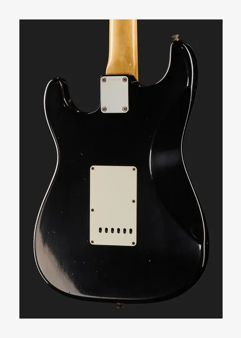 Fender 65 Strat BLK Journeyman Relic, paletta con meccaniche e logo