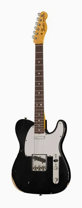 Fender 67 Tele BLK Relic inquadrato di fronte su sfondo neutro