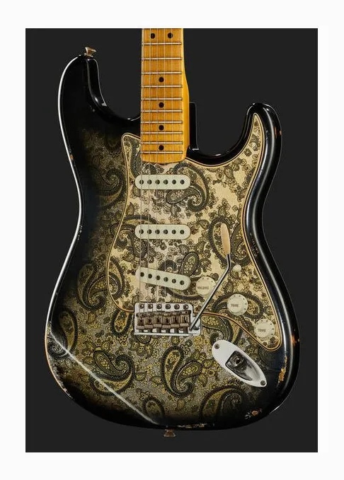Fender 68 Strat Relic Black Paisley, selettore pickup e jack di uscita