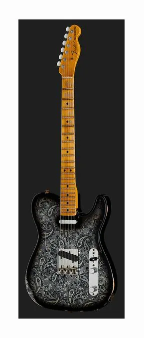 Fender 68 Tele Black Paisley Relic, pickup e manopole dei controlli
