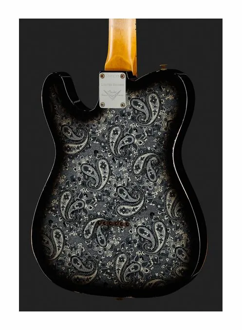 Fender 68 Tele Black Paisley Relic, corpo e verniciatura in primo piano