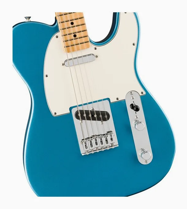 Fender 75th Player II Bari Tele LPB, paletta con meccaniche e logo