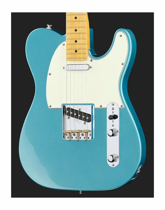 Fender Am Pro Clsc Tele MN FLPB, manico e tastiera visti di lato