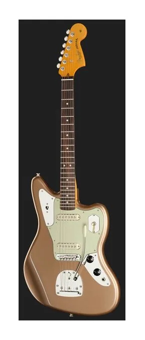 Fender Am Pro Clsc Jaguar RW FFMG, paletta con meccaniche e logo