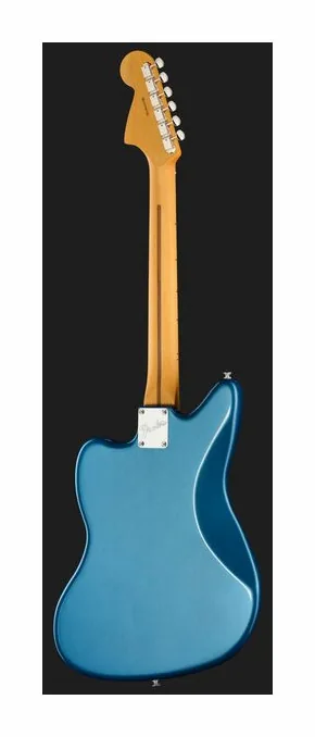 Fender Am Pro Clsc Jaguar MN FLPB, paletta con meccaniche e logo