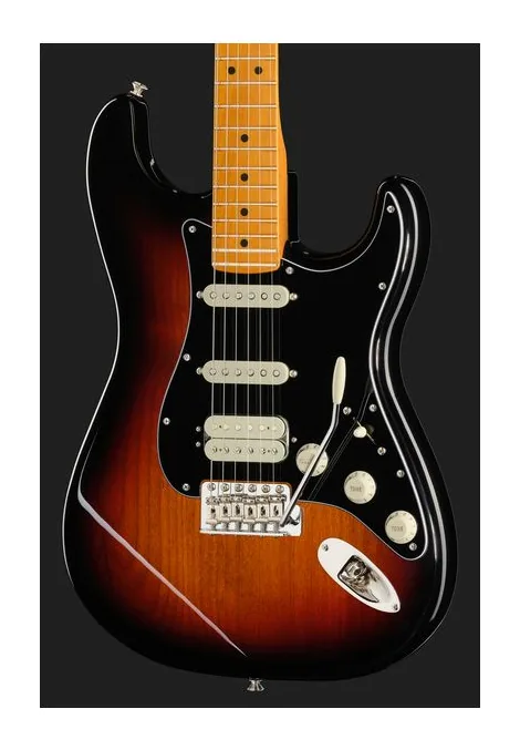 Fender Am Pro Clsc Strat HSS MN 3TS, corpo e verniciatura in primo piano