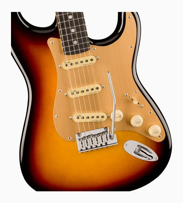 Fender Am Ultra II Strat EB UBST, curve del body viste dall'alto