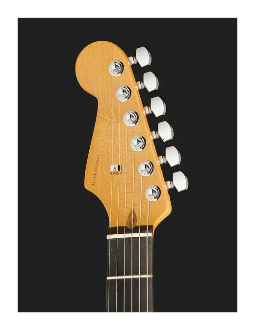 Fender Am Ultra II Strat LH EB UBST, paletta con meccaniche e logo