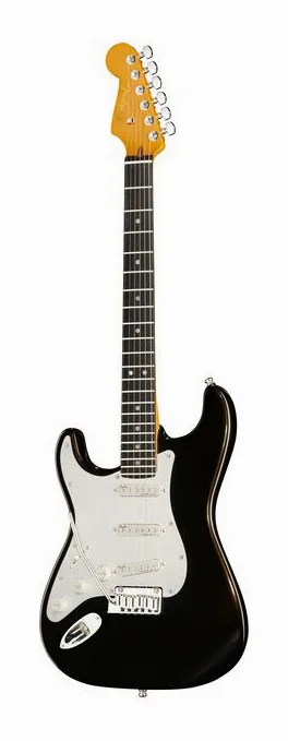 Fender Am Ultra II Strat LH EB TXT fotografato frontalmente