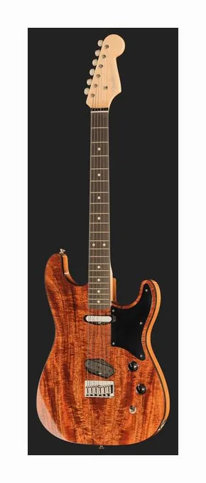 Fender Custom Flame Koa Strat MBKM, paletta con meccaniche e logo
