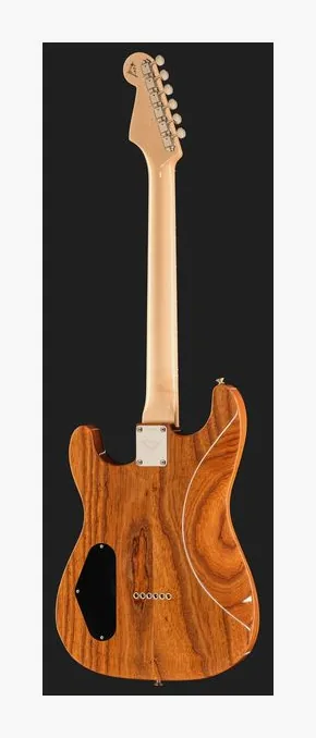 Fender Custom Flame Koa Strat MBKM, manico e tastiera visti di lato