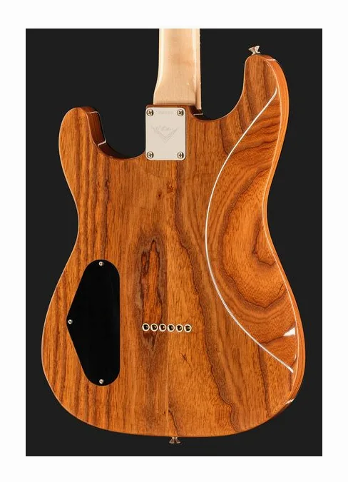 Fender Custom Flame Koa Strat MBKM, curve del body viste dall'alto