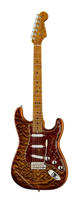 Fender Elite Strat MN QMT Tiger Eye visto di fronte