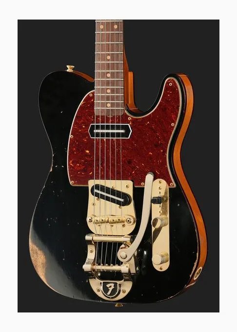 Fender LTD Bow Tie Tele Bigsby BK, paletta con meccaniche e logo