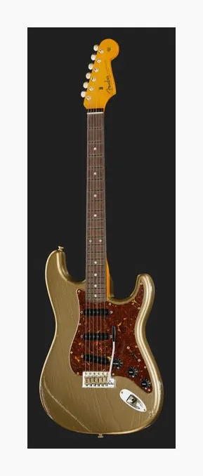 Fender LTD Roasted Strat Relic SG, paletta con meccaniche e logo