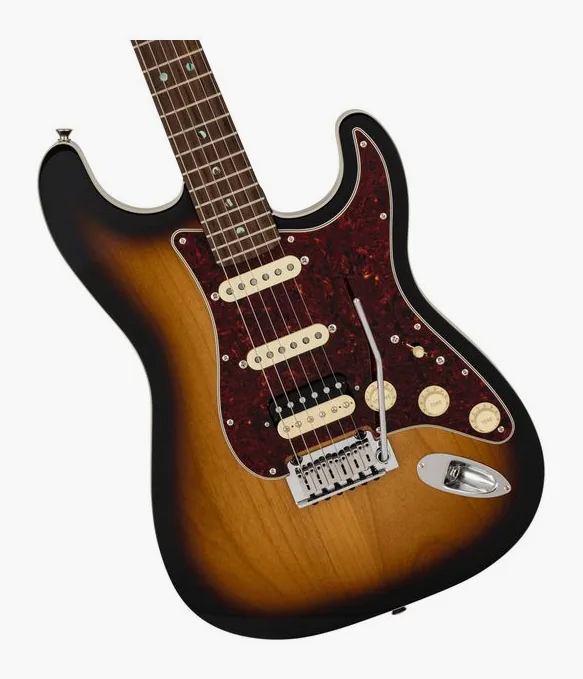 Fender MIJ Act Modern Strat HSS 2TS, corpo e verniciatura in primo piano