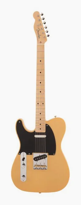 Fender MIJ Trad 50s Tele LH MN BTB inquadrato di fronte su sfondo neutro