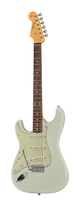 Fender MIJ Trad 60s Strat LH RW OWT inquadrato di fronte su sfondo neutro