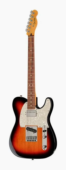 Fender Player II Mod Tele SH RW 3TS inquadrato di fronte su sfondo neutro