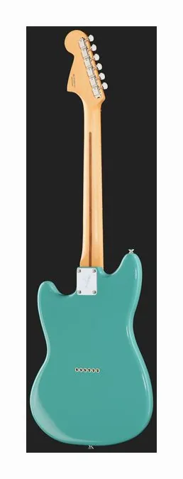 Fender Player II Mustang RW AQB, paletta con meccaniche e logo