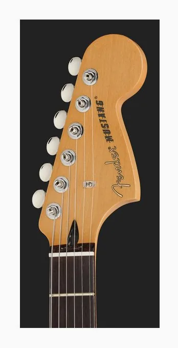 Fender Player II Mustang RW BCG, paletta con meccaniche e logo