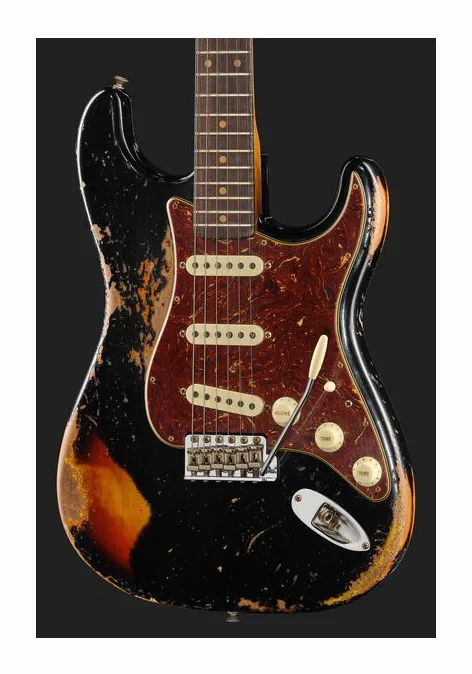Fender Roasted '61 Strat ABLK/3TSB, corpo e verniciatura in primo piano