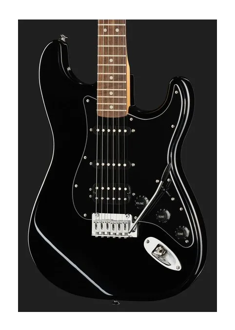 Fender Standard Strat HSS LRL BPG BLK, curve del body viste dall'alto