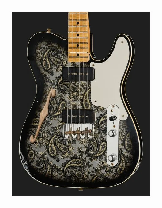 Fender Tele Dual P90 Black Paisley, pickup e manopole dei controlli