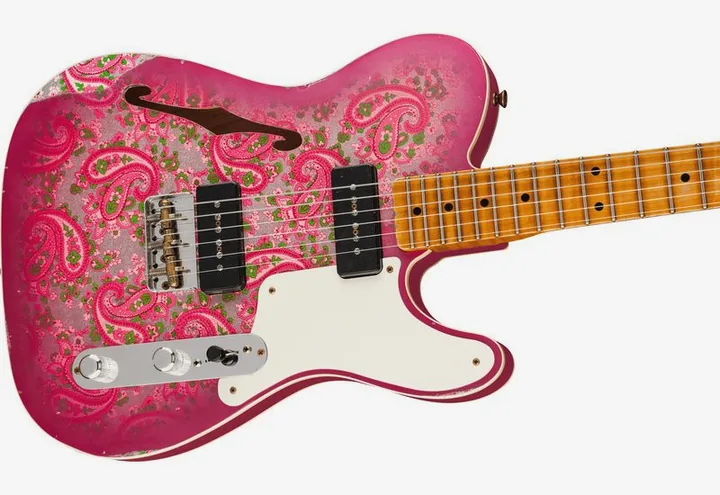 Fender Tele Dual P90 Pink Paisley, corpo e verniciatura in primo piano