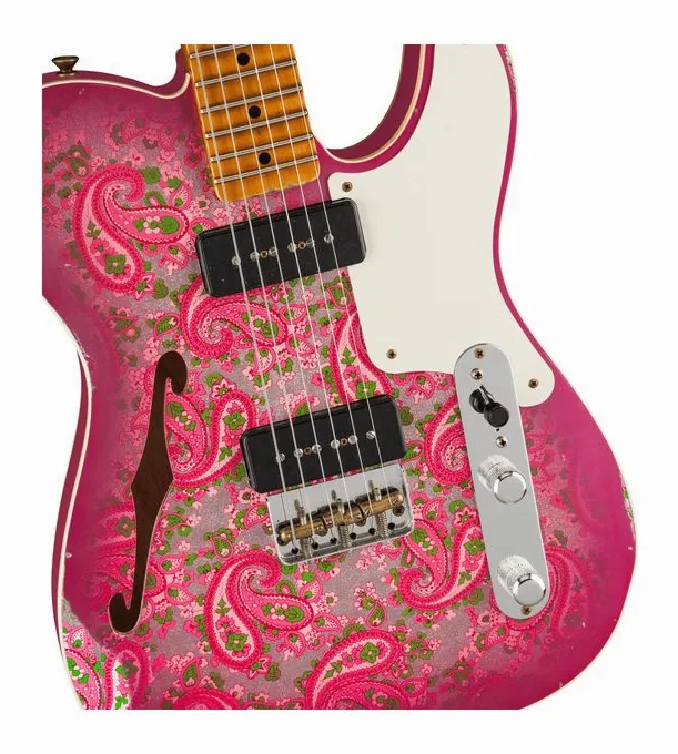 Fender Tele Dual P90 Pink Paisley, corpo e verniciatura in primo piano