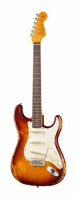 Fender Troposphere Strat TSB inquadrato di fronte su sfondo neutro