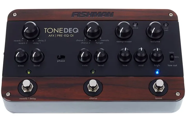 Fishman Tone AFX DEQ, logo e finiture del pannello frontale
