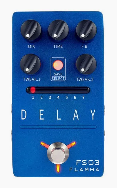 Flamma FS03 Delay, manopole viste dall'alto