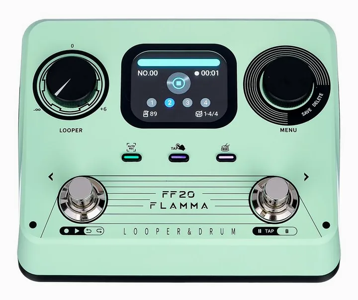 Flamma FF20 Looper & Drum Machine, ingressi e uscite laterali