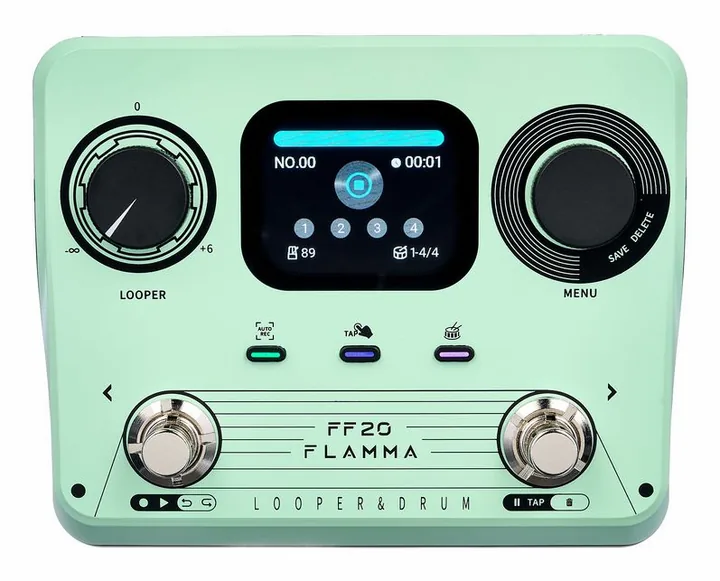 Flamma FF20 Looper & Drum Machine, ingressi e uscite laterali