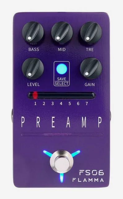 Flamma FS06 Guitar Pre-Amp, grafica del pannello superiore