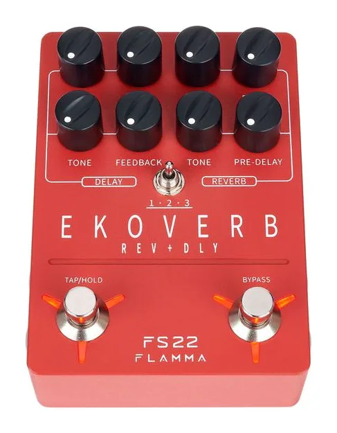 Flamma FS22 Delay & Reverb, ingressi e uscite laterali