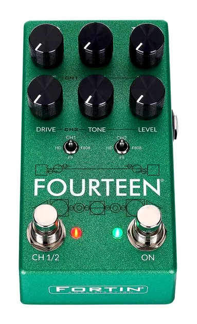 Fortin Fourteen Overdrive, footswitch in primo piano