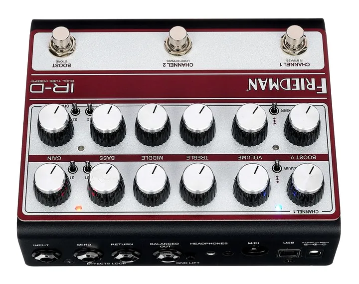 Friedman IR-D Black/Silver/Red LTD, vista dall'alto della testata
