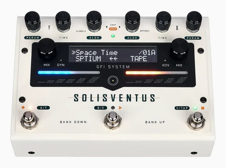 GFI System Solis Ventus Reverb & Delay, grafica del pannello superiore
