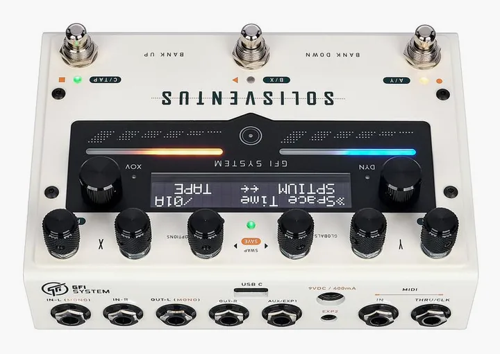 GFI System Solis Ventus Reverb & Delay, grafica del pannello superiore