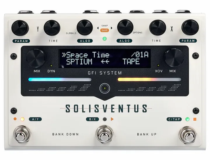 GFI System Solis Ventus Reverb & Delay, grafica del pannello superiore