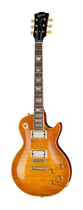 Gibson 59 LP Standard HPT Amber B #3 inquadrato di fronte su sfondo neutro