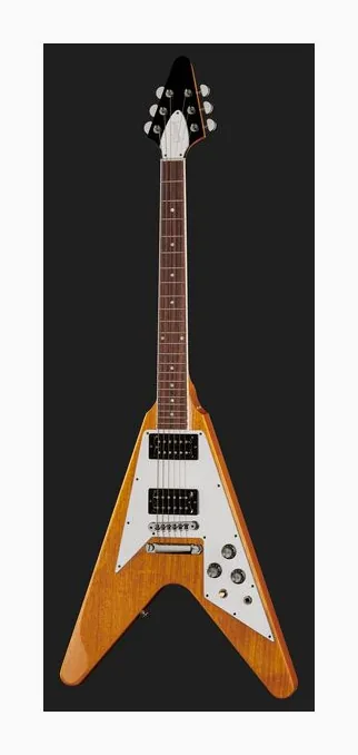 Gibson 70s Flying V Antique Natural, corpo e verniciatura in primo piano
