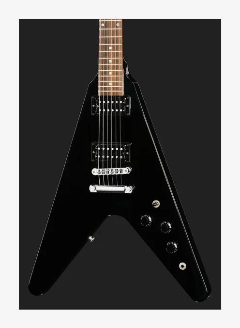 Gibson 80s Flying V Ebony, corpo e verniciatura in primo piano