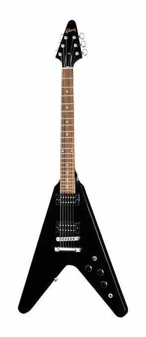 Gibson 80s Flying V Ebony in primo piano frontale
