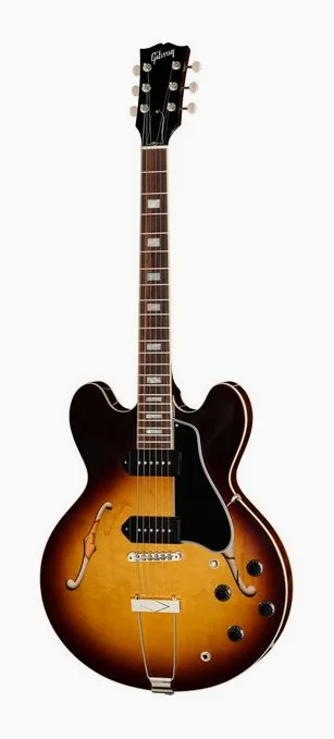 Gibson ES-330 Tobacco Sunburst in primo piano frontale