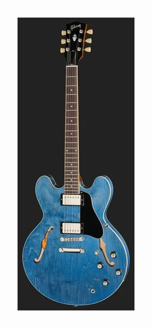 Gibson ES-335 Dot Ocean Blue, pickup e manopole dei controlli